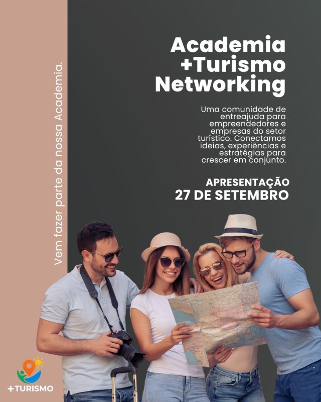 Convite para a presentação da comunidade e Academia Mais Turismo Networking 🚀